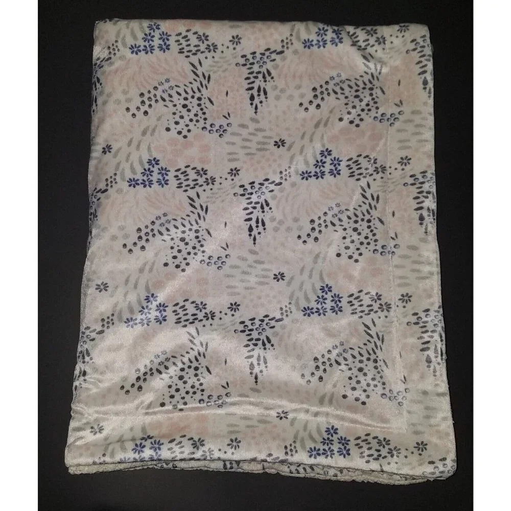 Nicole Miller New York Baby Blanket Lovey Fleece White Blue Gray Pink Floral